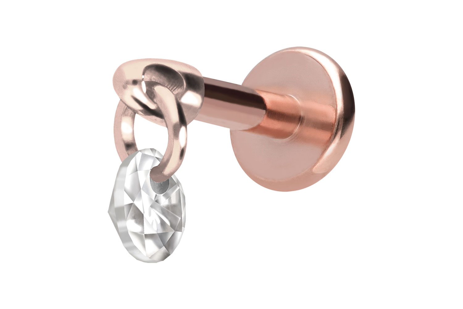 Titan Labret Piercing mit Innengewinde RUNDER KRISTALL